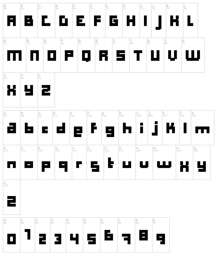 Computer Aid font map